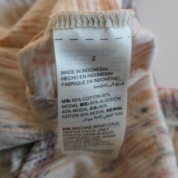 Chicos Tunic Shirt Womens 2 or L Brown Paisley Floral Boho Top 3/4 Sleeve - Picture 9 of 10